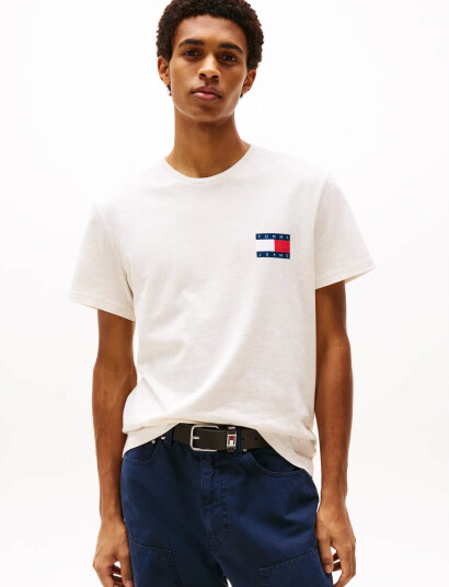 Tommy Jeans Tjm Slim Essential Flag Tee Ext - Cream - XXL