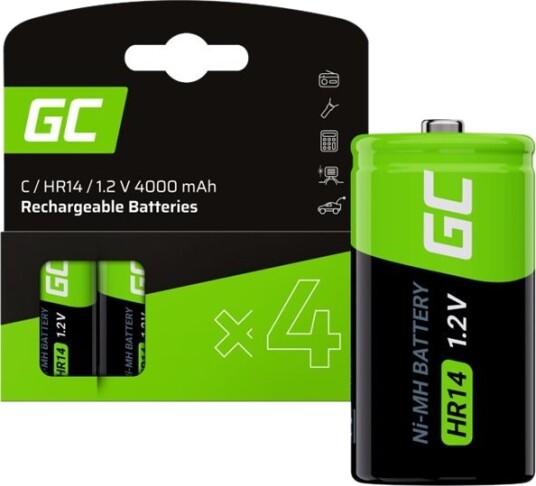 Green Cell Batteri 4 X C Nimh Genopladelige 4000 Mah Sort GR14