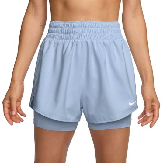 Nike Dri FIT One 3" 2 in 1 Shorts Dame Hydrogen Blue/White M