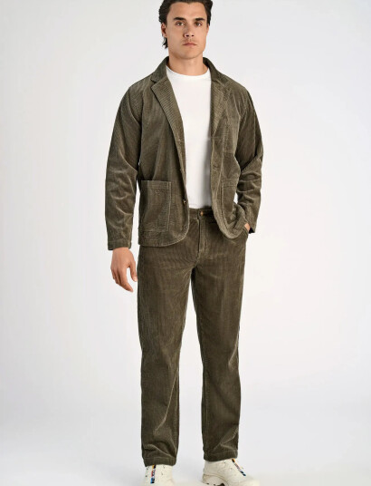 Lindbergh Seersucker Corduroy Casual Blazer - Khaki green - XL Lindbergh Seersucker Corduroy Casual Blazer - Khaki green - XL