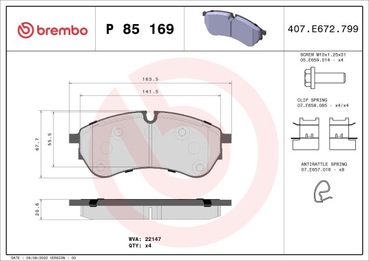 Bremseklosser BREMBO P 85 169 Bremseklosser BREMBO P 85 169