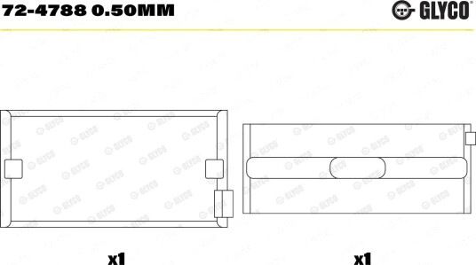 Veivaksellager GLYCO 72-4788 0.50mm