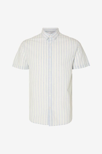 Selected Homme Skjorte slhRegnew linen Shirt SS Classic Blå