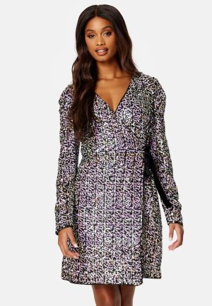 Y.A.S Multiseq LS Wrap Dress Fuchsia Purple XS