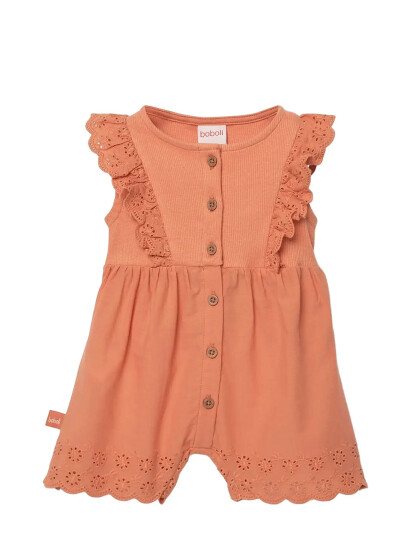 Boboli Batiste Jumpsuit Embroidery For Girl Orange 74