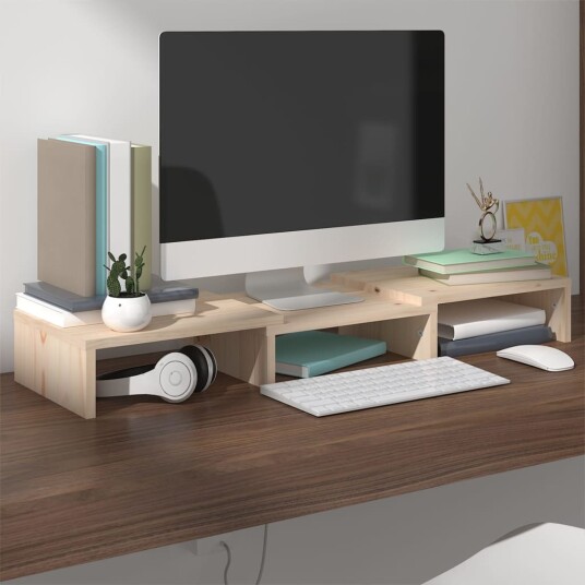 vidaXL Monitorstativ 60x24x10,5 cm heltre furu