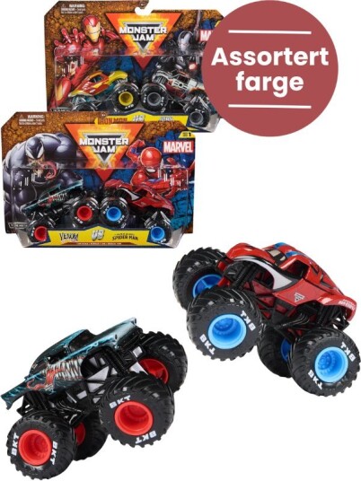 Monster Jam 2-pack Marvel lekebiler i metall