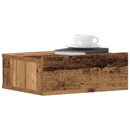  Flytende nattbord gammelt tre 40x32x15 cm konstruert tre 8721158719256
