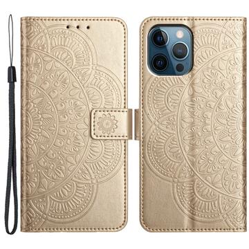 iPhone 16 Pro Mandala Series Lommebok-deksel Gull