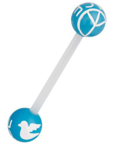 Peace Blue/White Tungepiercing
