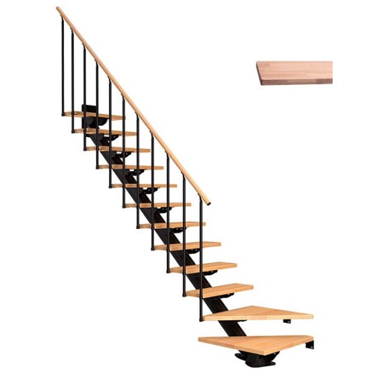 Dolle Sydney L trapp Svart 9005 classic Ii hvitoljeret Eik 75 11 Loddret Høyde 222 270cm