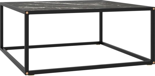 vidaXL Salongbord svart med svart marmorglass 80x80x35 cm