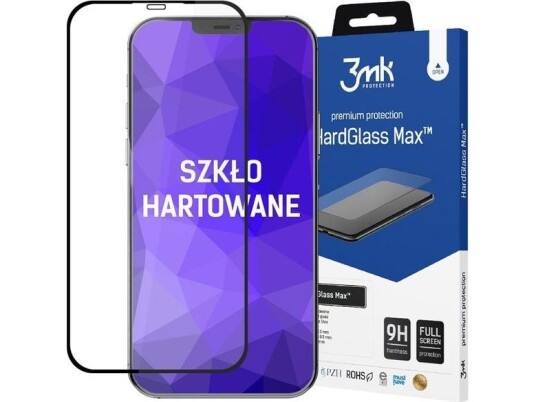 3Mk Hardglass Max Iphone 12/12 Pro 6.1" Black/Black, Fullscreen Glass 3Mk Hardglass Max Iphone 12/12 Pro 6.1" Black/Black, Fullscreen Glass