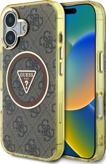 Guess IML Metal Glitter MagSafe Deksel til iPhone 16 - Brun