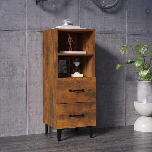 vidaXL Skjenk røkt eik 34,5x34x90 cm konstruert tre