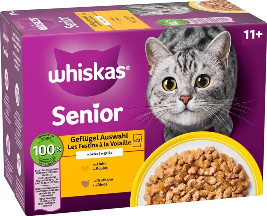 Whiskas Senior Porsjonsposer 11+ Fjærfeutvalg I Aspik 24 x 85 g Whiskas Senior Porsjonsposer 11+ Fjærfeutvalg I Aspik 24 x 85 g
