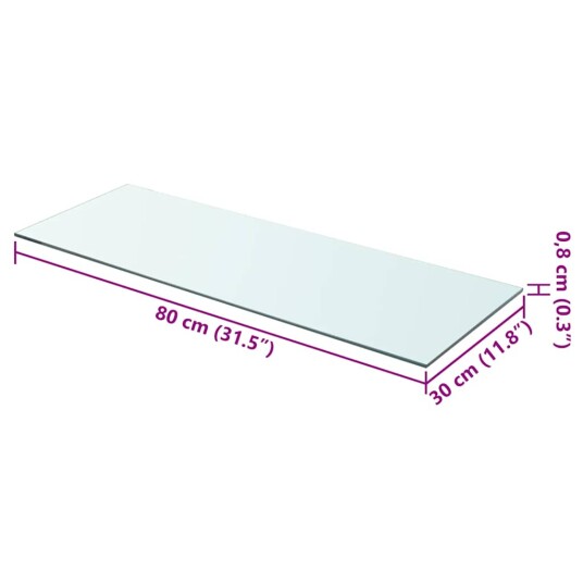 vidaXL Hyllepaneler 2 stk klart glass 80x30 cm vidaXL Hyllepaneler 2 stk klart glass 80x30 cm