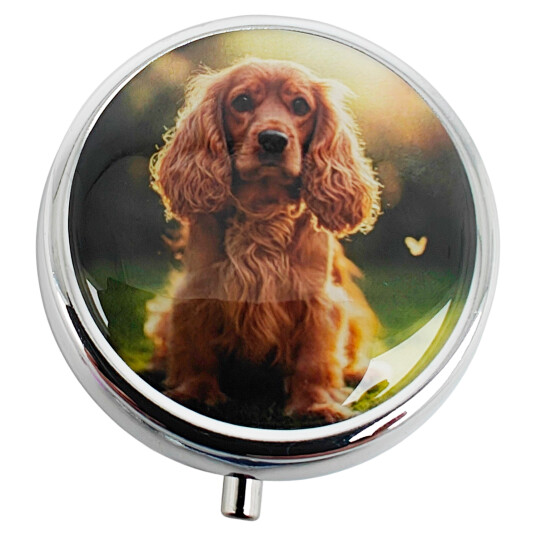 Pilleboks Populære hunder Rund pilleboks i metall  COCKER SPANIEL