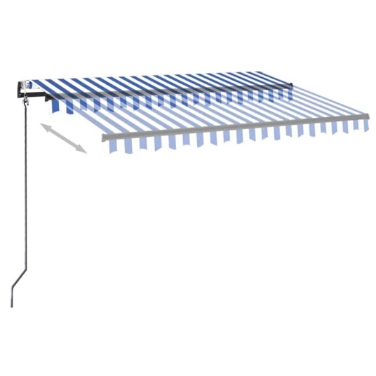 vidaXL Automatisk markise med LED og vindsensor 350x250 cm blå og hvit