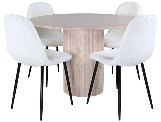 Venture Design Bianca & Polar spisegruppe Hvit/whitewash 4 stoler & bord 110 cm