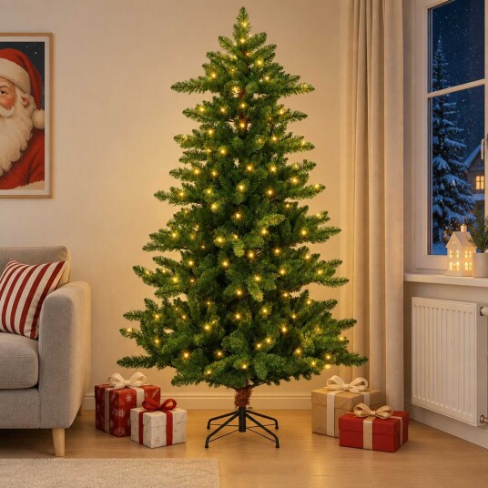 vidaXL Kunstig juletre 180 cm 300 LED-lys Varmhvit PVC og metall Grønn