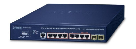 Planet Ipv6/Ipv4, 2-Port, Håndtert, L2/L4, Gigabit Ethernet (10/100/1000), Strøm Over Ethernet (Poe), Rack-Montering, 1U