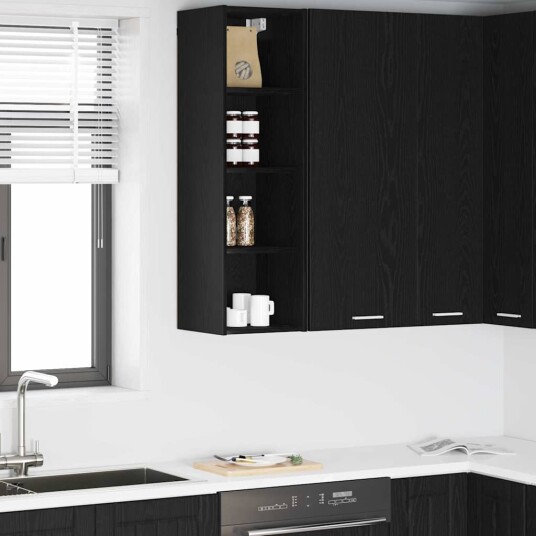  Hengende skap Riga Svart Eik 30 x 29,5 x 100 cm Konstruert tre