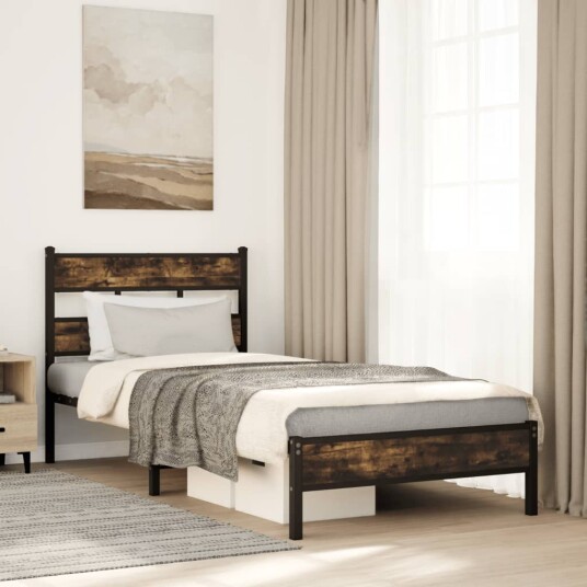 Sengeramme uten madrass med hodegavl sonoma eik 90x200 cm 8721158377821