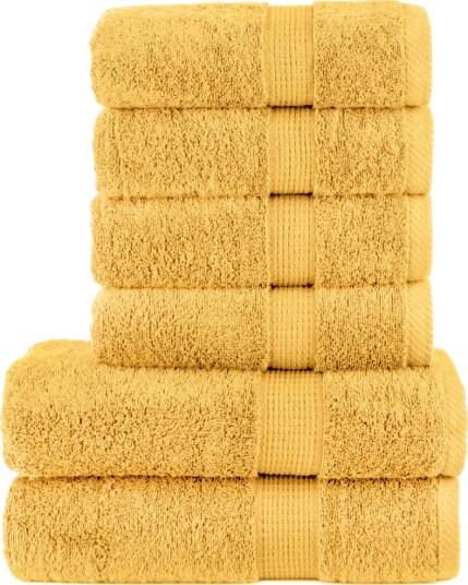 vidaXL Premium håndklesett 6 deler SOLUND gull 600 g/m2 vidaXL Premium håndklesett 6 deler SOLUND gull 600 g/m2