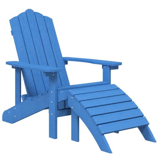 vidaXL Adirondack hagestoler med fotstøtte 2 stk HDPE havblå vidaXL Adirondack hagestoler med fotstøtte 2 stk HDPE havblå
