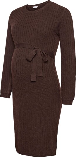 Mamalicious Mlrita L/S Knit Abk Dress Brown XS