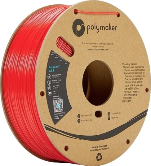 Polymaker PolyLite ABS Filament 2.85 mm 1000 g Rød PE01014