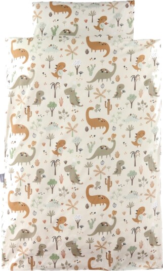 Nørgaard Madsens Sengetøy Baby Beige m. Dino Nørgaard Madsens Baby Sengetøy Baby Hvit