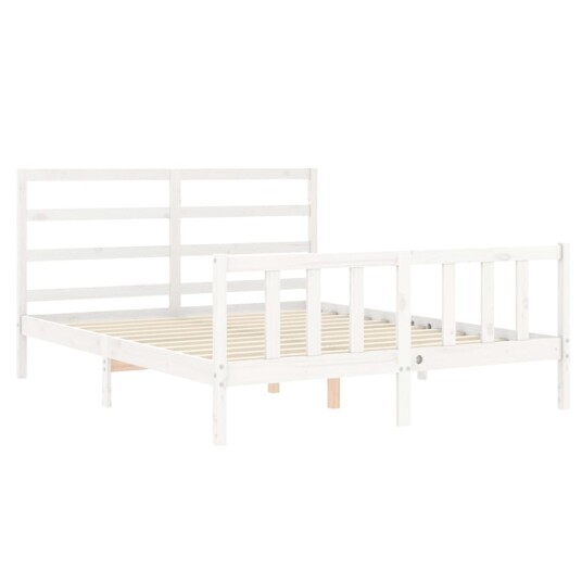vidaXL Sengeramme med hodegavl hvit 160x200 cm heltre