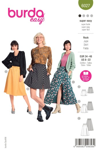 Burda 6027 - Skjørt EUR: 34-48, US: 8-22