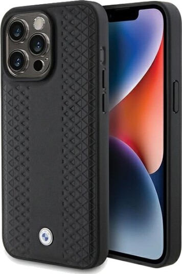 BMW Leather Diamond Pattern case for iPhone 15 Pro Black