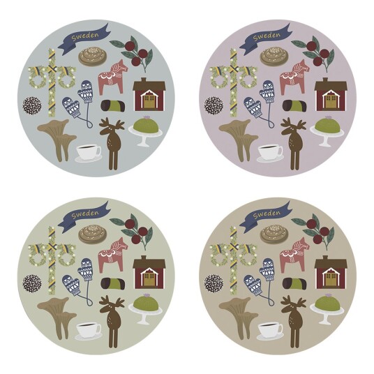 Pluto Design Glassunderlag like a swede 9 cm 4 stk multi Pluto Design Glassunderlag like a swede 9 cm 4 stk multi
