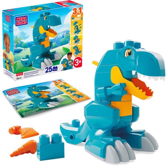Mega Bloks 3-i-1 Byggesett med Dinosaurfigurer for Barn