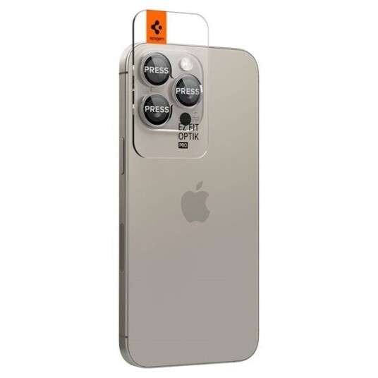 Spigen Optik Pro EZ Fit Kamera Beskytter 2-Pack for iPhone 15 Pro Max - Naturlig Titan
