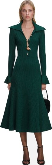 Self Portrait Keyholde knit midi dress XS grønn dame