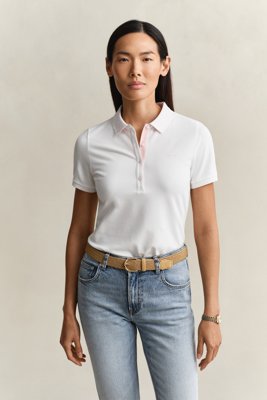 Kontrastfarget piké poloskjorte WHITE L