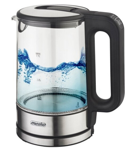 Mesko Home 1,7L Vannkoker med Justerbar Termostat og Vannivåindikator, 2200W, Svart Rustfritt Stål Mesko Home 1,7L Vannkoker med Justerbar Termostat og Vannivåindikator, 2200W, Svart Rustfritt Stål
