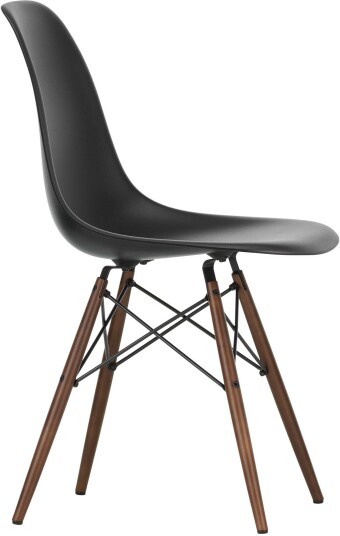 Vitra - Eames Plastic Chair Dsw 12 Deep Black Dark Maple Spisestoler Charles & Ray Svart Metall/tre/plast