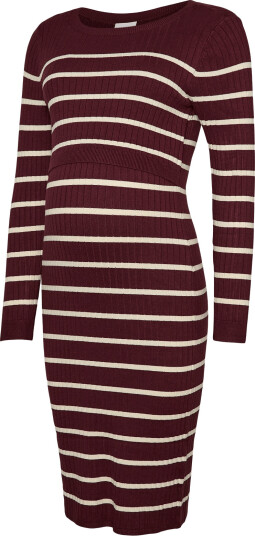 Mamalicious Mlnewsiv June Ls Uk Knit Dress 2F A Noos   Burgundy   XXL