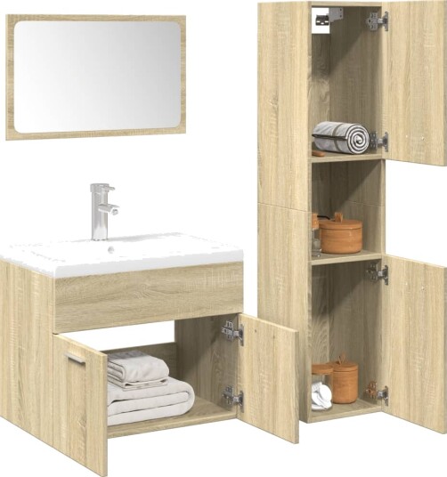  Baderomsskapsett 4 deler sonoma eik konstruert tre 8721158662309