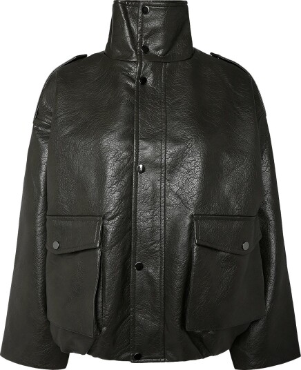 Topshop Tstoma Coated Bomber Otw Khaki green M