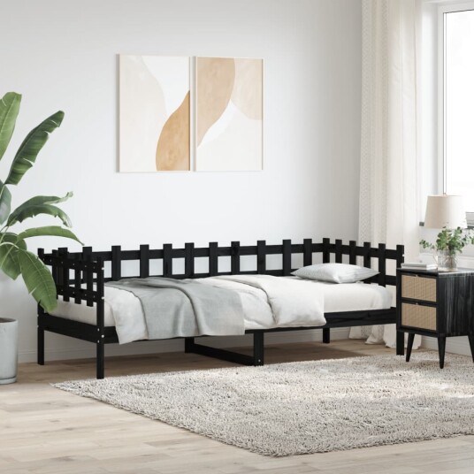 vidaXL Dagseng svart 80x200 cm heltre furu 8721012233546