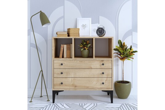 Neki Kommode 80x86 cm Beige Hanah Home
