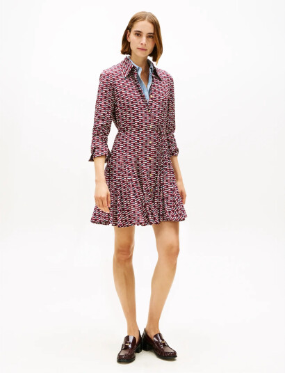 Tommy Hilfiger Vis Twill Ls Mini Dress   Multi/patterned   42