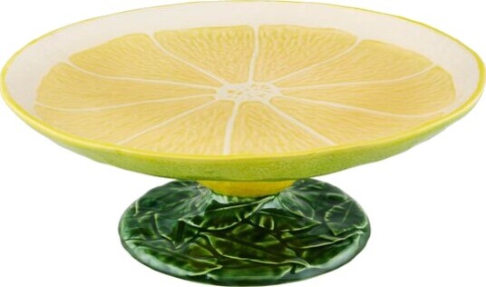 Bordallo Pinheiro   Citron kakefat på stett 33 cm sitrongul/grønn